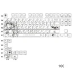 A collection of Isabelle Keycaps Set, highlighting the elegant original character art on durable PBT, featuring subtle side-printed RGB backlighting.