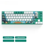 Premium K67 tri-mode custom mechanical keyboard showcasing a captivating White Tiger Gazing at the Moon artistic design for a truly unique setup.