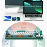 K67 Tri-Mode Custom Mechanical Keyboard at different angles, featuring mythical, elegant floral, and industrial themes. Showcases customizable design.