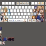 Kamio Misuzu AIR side-print PBT keycaps set, showing their unique backlit legends and artistic anime design with serene skies and gentle wings.