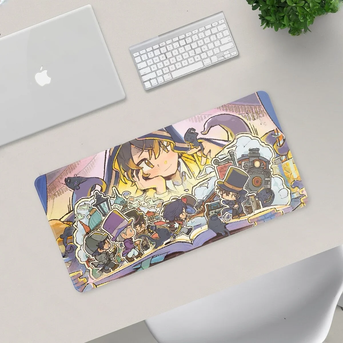Different angle of the Klein Moretti Lord of Mysteries art desk mat, showcasing its exclusive, mysterious fantasy artwork and high-quality finish.