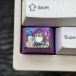 Vibrant Kurumi Tokisaki titanium keycap, showcasing iconic Date A Live anime art on premium metallic alloy for collectors.