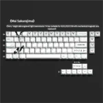 Artistic Mai Sakurajima 74-key PBT side-print translucent keycaps set, featuring anime character art, perfectly suited for 60/68 keyboards and RGB lighting design.