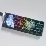 Close-up of exclusive Chainsaw Man Makima backlit side-print keycaps set, showcasing translucent legends for vibrant RGB keyboard lighting from multiple angles.