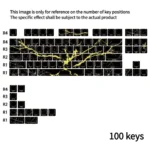 Black gold marble PBT keycaps set, elegantly side-lit with sleek side-engraved legends, showcasing its luxurious natural stone aesthetic.