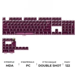 Ethereal Crystal MDA Transparent Keycaps Set gallery, revealing side-lit brilliance, crystal-clear PC, and luminous ice-transparent purple design from multiple angles.