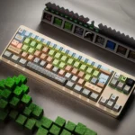 Durable PBT Minecraft pixel art keycaps set showcasing an iconic green block design, perfect for gamers seeking a nostalgic keyboard upgrade.