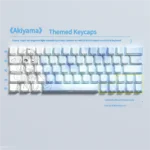 Mio Akiyama side-lit PBT K-On! keycaps set gallery. Vibrant anime art, unique side-glowing legends. Exclusive, durable PBT designs from various angles.