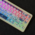 Mysterious Garden PBT keycaps set. Exquisite dye-sublimated ancient garden motifs and delicate flora are visible, offering a serene, enchanted, and artistic feel.