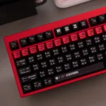 Premium Parameterization PBT keycap set showcasing its unique geometric patterns and brushed finish from multiple angles, highlighting its modern industrial design.