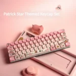 Whimsical Patrick Star PBT MOA keycaps set for mechanical keyboards, featuring vibrant pink, iconic Patrick designs, and an ergonomic MOA profile for your keyboard.