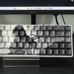 Gallery of Serene Bamboo PBT Shine-Through Keycaps Set from multiple angles, highlighting the unique side-shine PBT and original East Asian bamboo art.