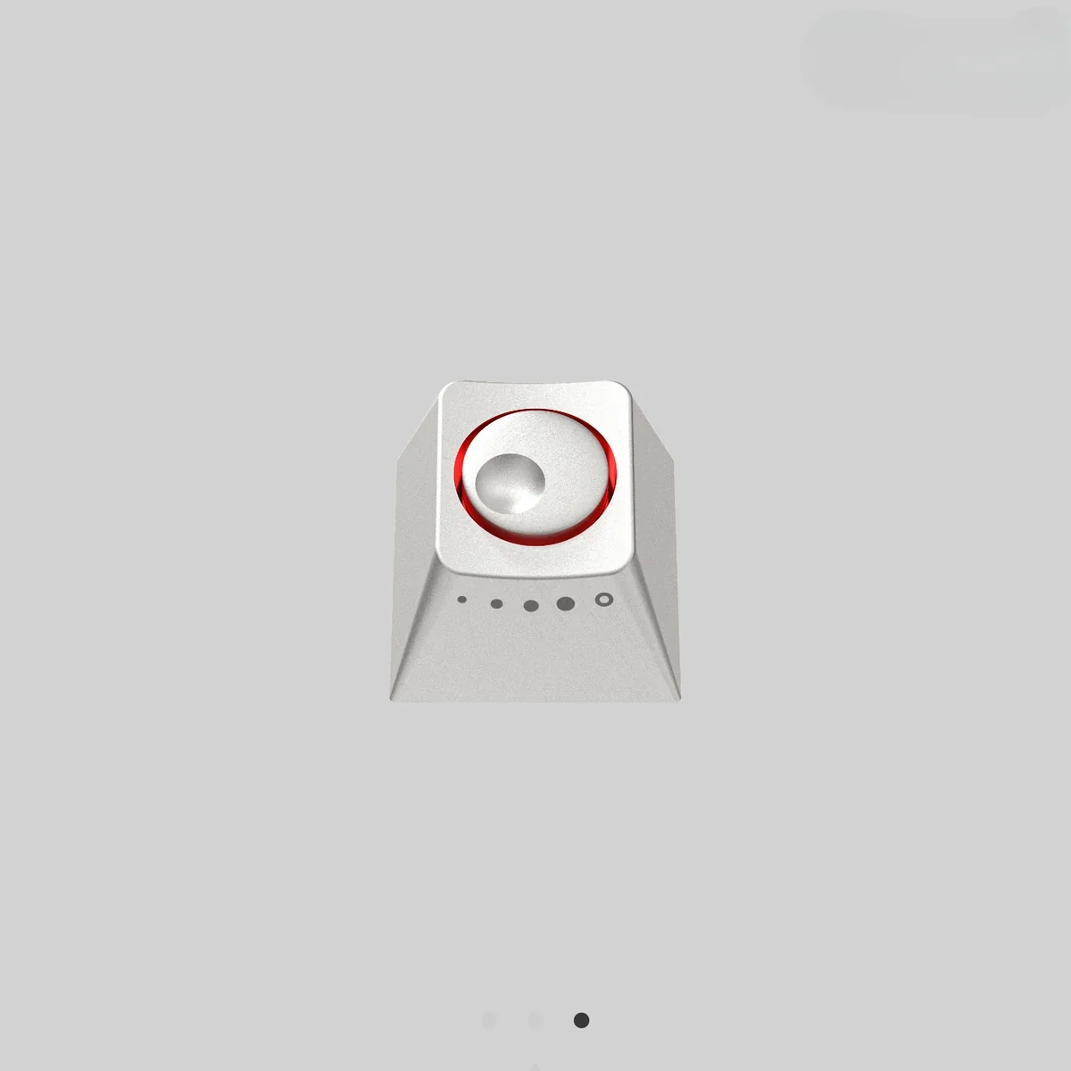 Close-up views of a PE-K-5 BKRE-R Series Keycaps, showcasing its sleek industrial design and refined metallic finish from multiple angles.