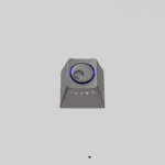 A collection of PE-K-5 BKRE-R Series Keycaps from various angles, highlighting their sleek industrial design and refined metallic finish.