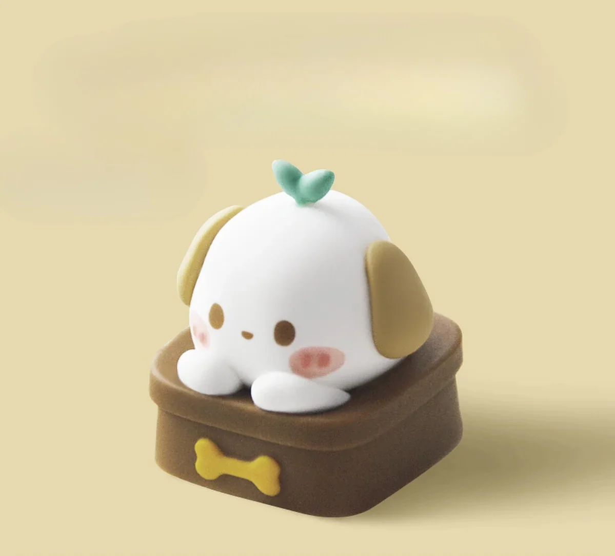 Handcrafted Potted Puppy Artisan Keycap for ESC key, featuring an adorable miniature resin puppy in a whimsical potted plant design, showcasing intricated design.