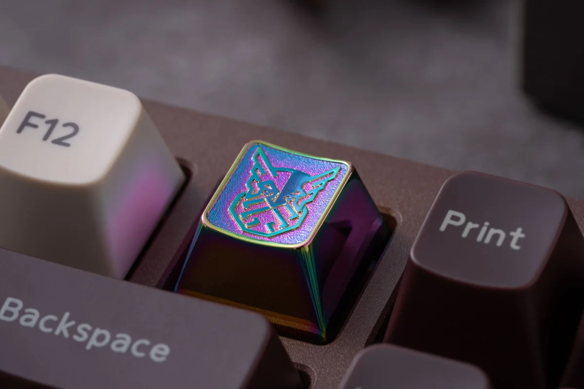 A detailed view of Premium Norse Keycaps Set, displaying intricate mythology motifs, ancient runes, and divine symbols from various angles.