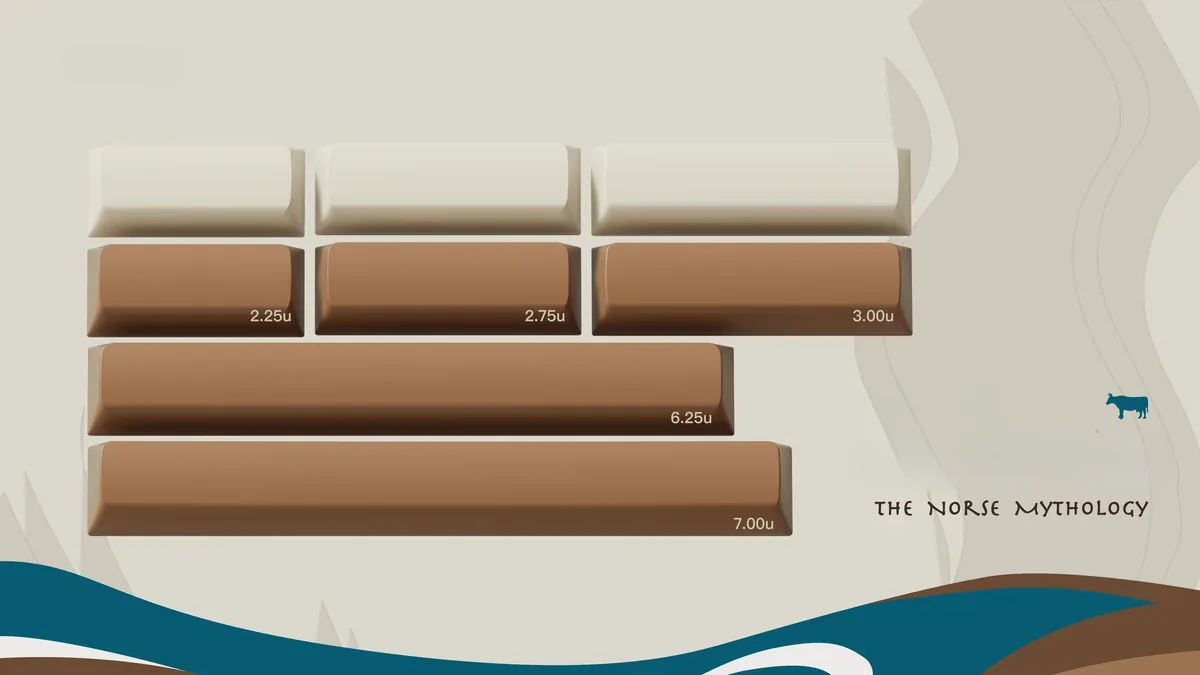 Premium Norse Keycaps spacebar set, showcasing intricate ancient runes and divine symbols across its surface, a unique artisan mythology piece.