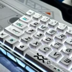 Iconic Printstream numeric keycap set variant, displaying a bold number with dynamic graffiti art, contrasting metallic luster and smooth ceramic texture.