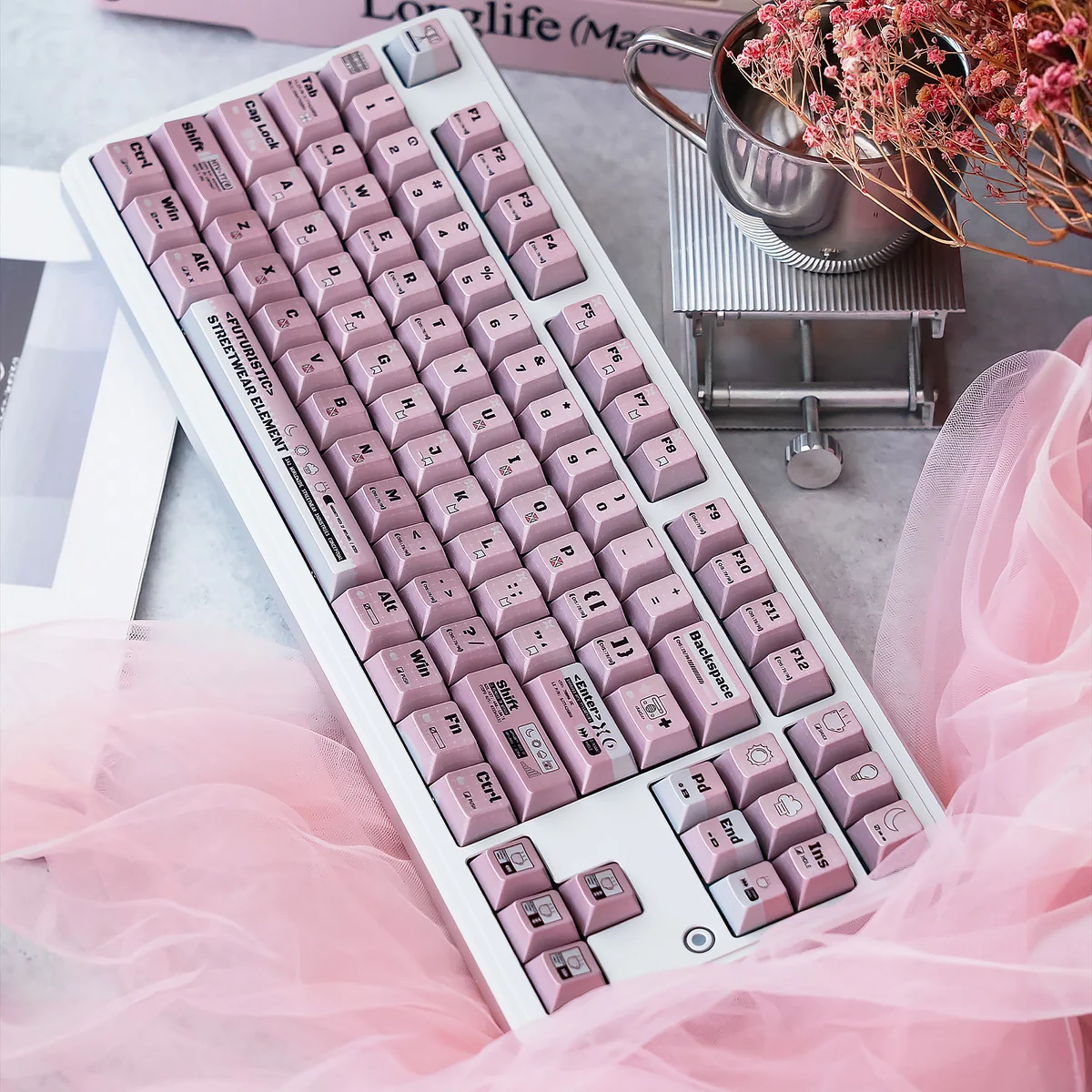 Charming Programmer Keycap Set featuring a whimsical character design and a sophisticated pearlescent shimmer, perfect for tech enthusiasts.
