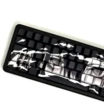 A gallery view of Mystical Purple Eye PBT keycaps set , highlighting their unique side-printed legends and translucent design from multiple angles, optimizing design.