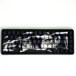 Mystical purple eye PBT keycap set featuring enigmatic side-printed legends, perfectly backlit for an artistic glow.