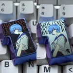 Premium Titanium Rei Ayanami 3D artisan keycap, showcasing the iconic anime character in stunning metallic relief for mechanical keyboards.