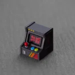 Handcrafted backlit retro game console keycap, arcade ESC design. Multiple views reveal vibrant resin, illuminated miniature console details, and premium artistic design.