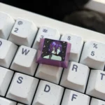 Handcrafted Chainsaw Man Reze Titanium Artisan Keycap displayed from various angles, emphasizing its dynamic design and sleek anodized titanium finish.