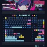 Rhythm Holic keycap set, showcasing its unique frosted texture, dual-layer design, and vibrant ethereal accents.