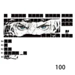 Unique Ripped Manga Side-Lit PBT Keycaps Set, featuring dynamic anime panels and vibrant side-engraved RGB backlighting. Artistic detail from multiple angles.