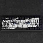 Unique Ripped Manga Side-Lit PBT Keycaps Set featuring dynamic anime characters on torn panels, brilliantly illuminated by side-engraved RGB backlight.