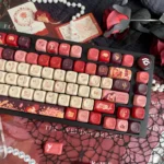 Detailed view of Romeo Juliet PBT dye-sublimated keycaps set, highlighting their literary artistry, durable build, and celestial-inspired romantic motifs.