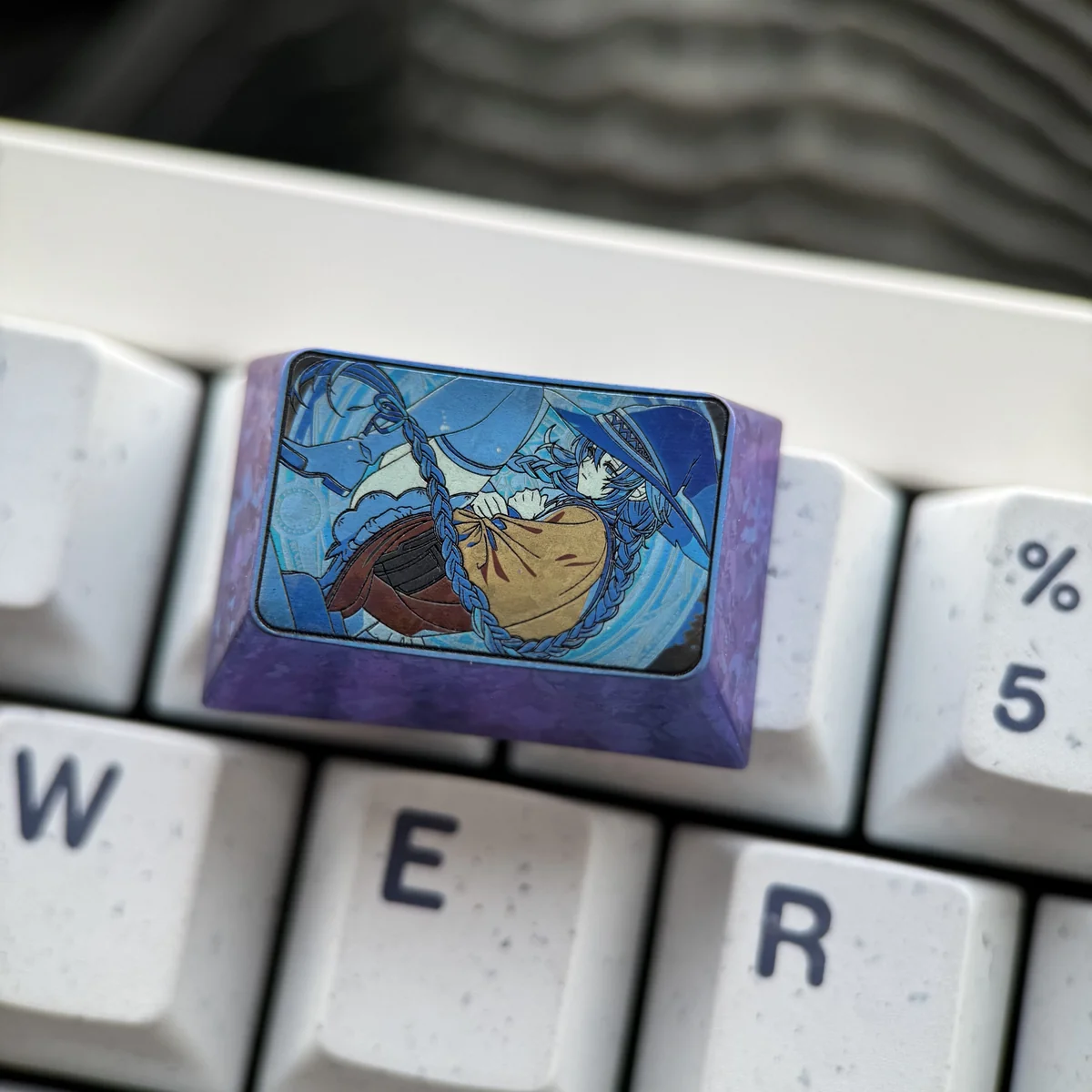 Exclusive Roxy Migurdia Titanium Artisan Keycap gallery displaying its intricately sculpted metallic anime artistry and premium titanium finish.