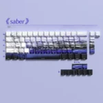 Saber 74-key PBT keycaps set, side-printed shine-through legends, for 60% and 68% mechanical keyboards, enabling vibrant RGB.