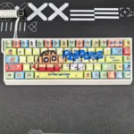 Vibrant Shin-chan Side-Print Backlit PBT Keycaps Set feature iconic cartoon characters glowing with playful charm, perfect for a unique keyboard aesthetic.