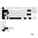 Artistic Original Character Aoki Side-Lit PBT Keycaps Set. Serene character designs, clean side-legends, and vibrant backlight compatibility from multiple angles.