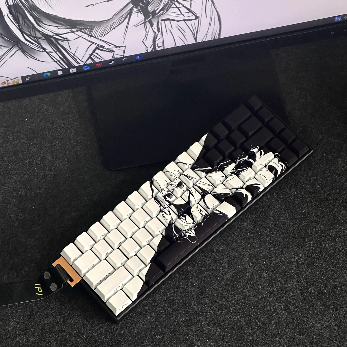 Dawn side-lit PBT keycaps set featuring the original character and mystical celestial motifs, illuminated from the side across various detailed shots.