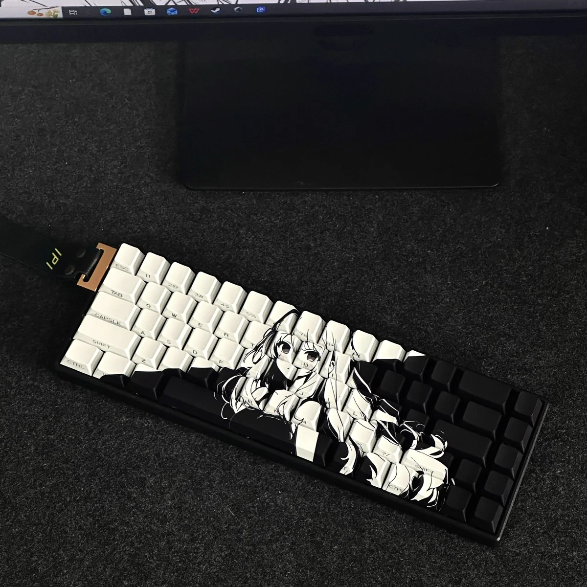 Artistic Dawn Side-Lit PBT Keycaps Set showcasing the unique original character with captivating celestial side-lighting, perfect for a mystical keyboard.