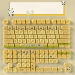 Detailed views of the unique Spring Love Letter PBT Dye-Sub Keycap Set. See its soft pastel hues, delicate floral motifs, and romantic typography.