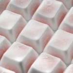 Ice Crack Heart-Shaped Cherry Supplement Keycap Set with intricate ice crack patterns and charming heart designs, viewed from multiple angles, highlighting artisan quality.