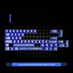 Vibrant transparent blue PC Supplement Keycap Set with an ethereal Dawn gradient, enhancing custom keyboards with artistic, luminous aesthetics.