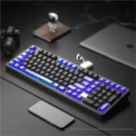 A gallery view of Dawn Transparent PC Supplement Keycap Set from multiple angles, showcasing their vibrant gradients, ethereal transparency, and unique artistic aesthetics.