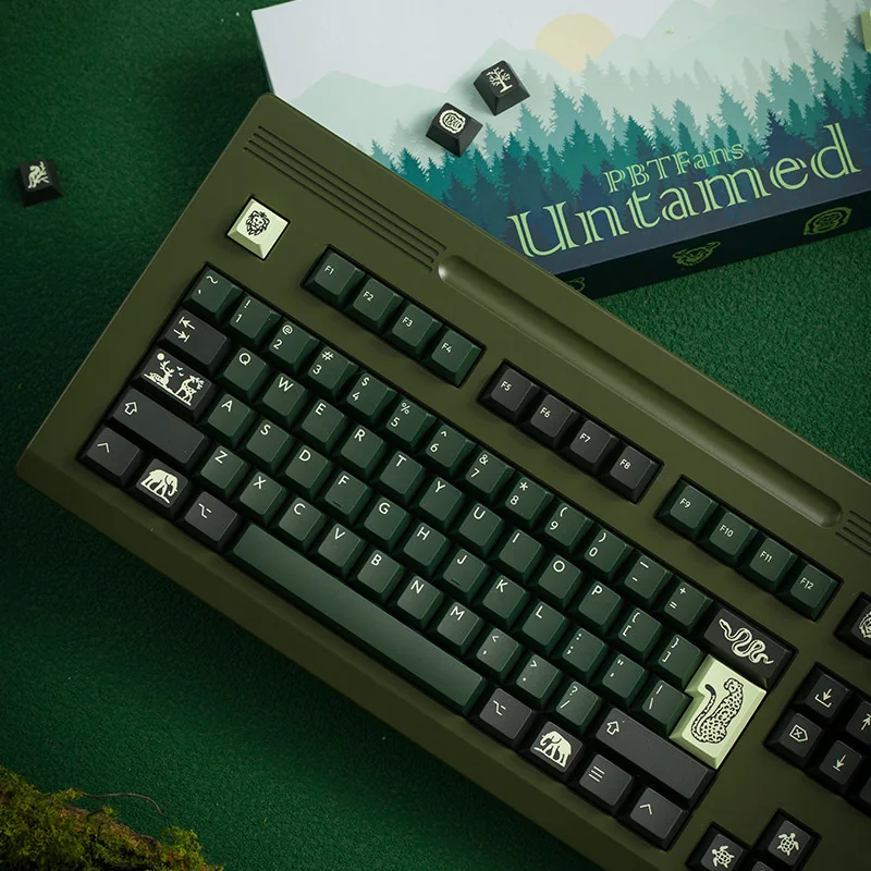 Gallery of Untamed ABS keycaps set from various angles, revealing their distinctive wild spirit aesthetic, earthy tones, and premium ABS quality.