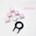 Multiple angles of the Valorant Clove side-lit PBT keycaps set, showcasing its unique ethereal design and radiant legends.