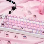 Stunning Valorant Clove Side-lit PBT Keycaps Set, showcasing ethereal twilight butterfly art and radiant side-lit legends, perfect for RGB keyboard.