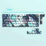 Valorant Sage PBT keycaps set for magnetic switches. Multiple product views showcase clean side-printed legends, vibrant backlighting, and premium durabilty.