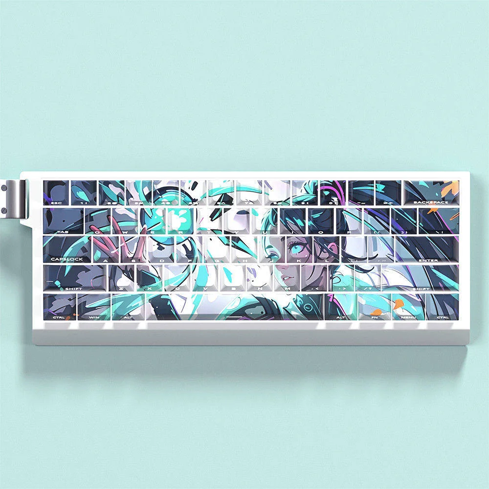 Valorant Sage PBT keycaps set for magnetic switches, featuring vibrant backlighting and clean side-printed legends, perfect for enthusiasts.