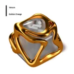 Handcrafted Gold Venom keycap, showcasing intricate metallic accents and a dark, edgy design encased in transparent resin.