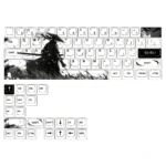 Expressive Warrior PBT Dye-Sub Keycap Set displaying unique original character art with vibrant dye-sublimated graphics on durable PBT.