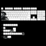 Premium dye-sub PBT themed keycaps set showcasing vibrant anime and stoic samurai motifs from multiple angles. Highlighting visual impact and quality.
